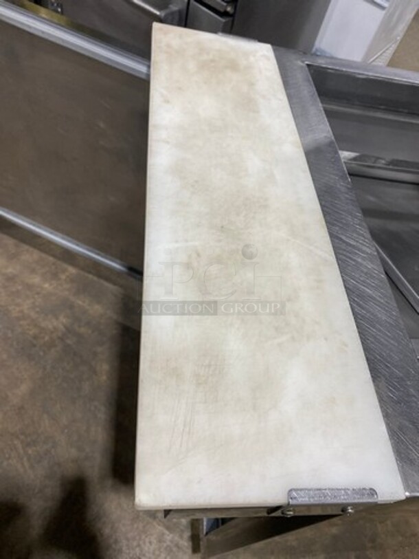 Avantco Commercial Mega Top Refrigerated Sandwich Prep Table! With Commercial Cutting Board! Single Door Storage Space Underneath! All Stainless Steel! On Casters! Model: 178SSPT27MHC SN: 6121420118051008 115V - Image 8 of 10