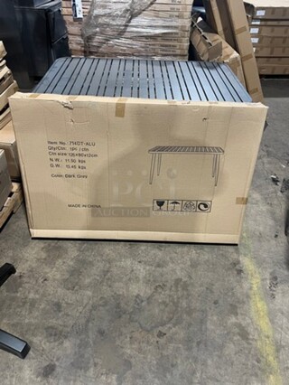 Brand New In The Box! DT All Alluminum Dark Gray Slats Dining Table! 30" By 48" With Legs! Perfect For Outdoors! 