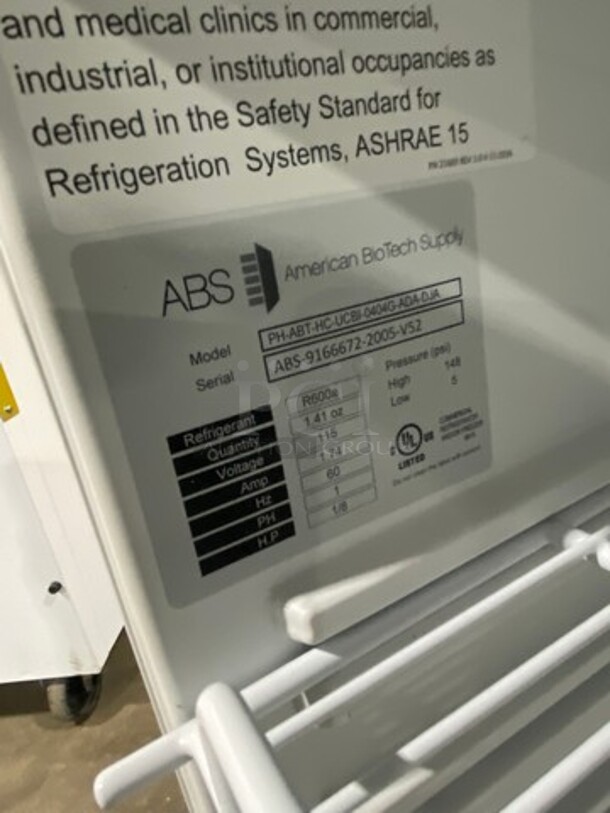 ABS Single Door Undercounter Refrigerator! With View Through Door! Poly Coated Racks! Model: PHABTHCUCBI0404GADADJA SN: ABS91666722005V52 115V 60HZ 1 Phase - Image 5 of 8