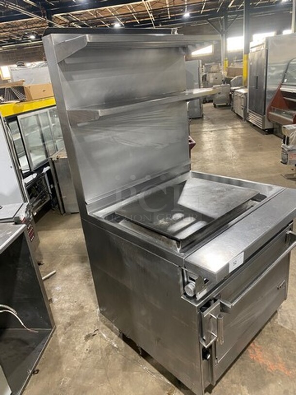 WOW! Jade Range Commercial Natural Gas Powered Plancha Flat Grill! With Raised Back Splash With Double Overhead Shelf! With Oven Underneath! All Stainless Steel! On Casters! - Image 2 of 11