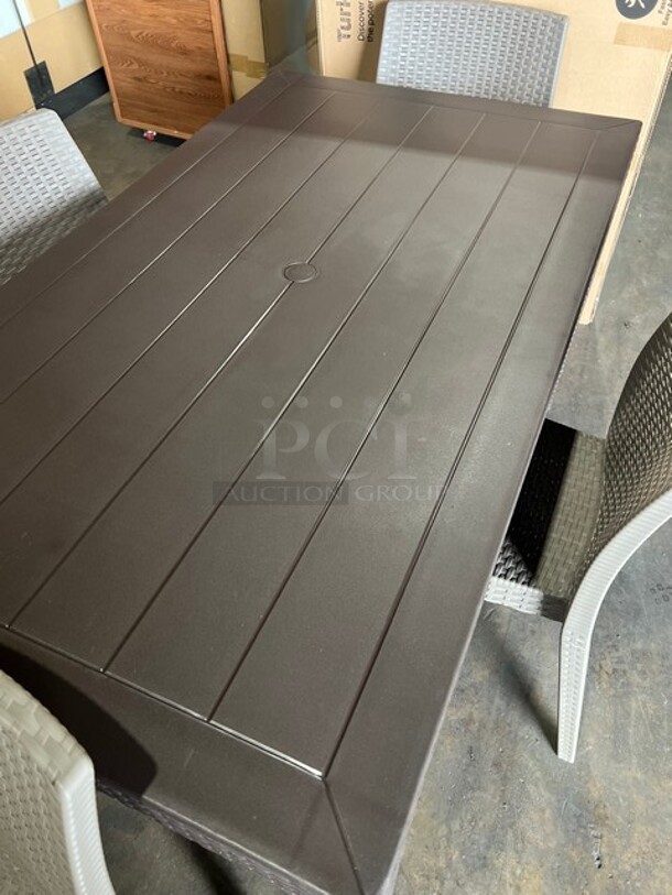 Brand New! Rainbow Arizona Heavy Duty Poly Outdoor Wicker Style Dining Table! With Four Heavy Duty Poly Wicker Style Starlux Dining Chairs! ALL ONE MONEY! - Image 4 of 7