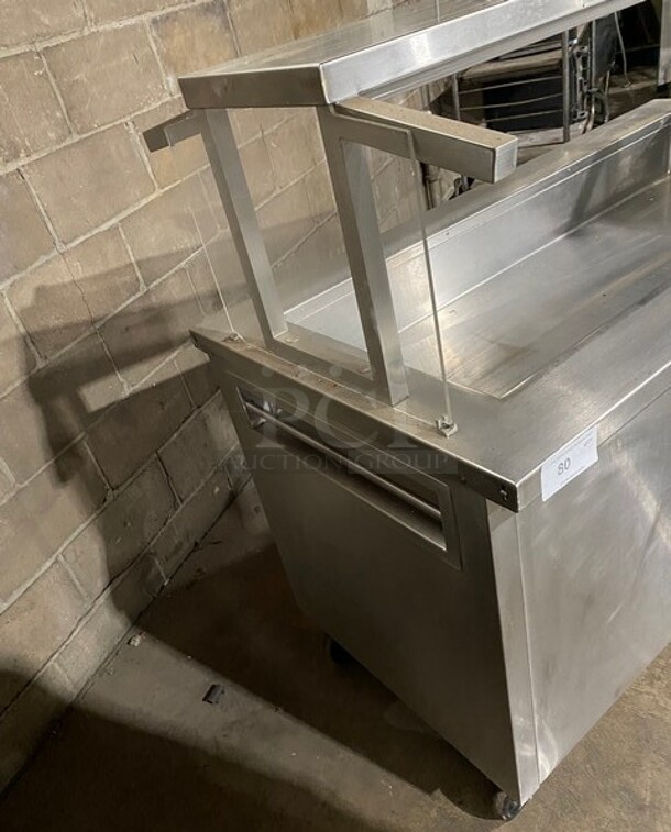 Delfield Stainless Steel Refrigerated Cold Pan Serving Counter! With Sneeze Guard! With 2 Shelves Underneath Storage! MODEL KCSC60NU SN:59213205M 115V 1PH - Image 2 of 10