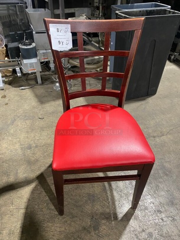 Red Cushioned Chairs! With Brown Wooden Body! 4x Your Bid!