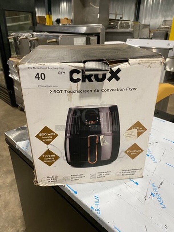 IN ORIGINAL BOX! Crux Countertop Air Convection Fryer! Model: TXGDT13A 120V