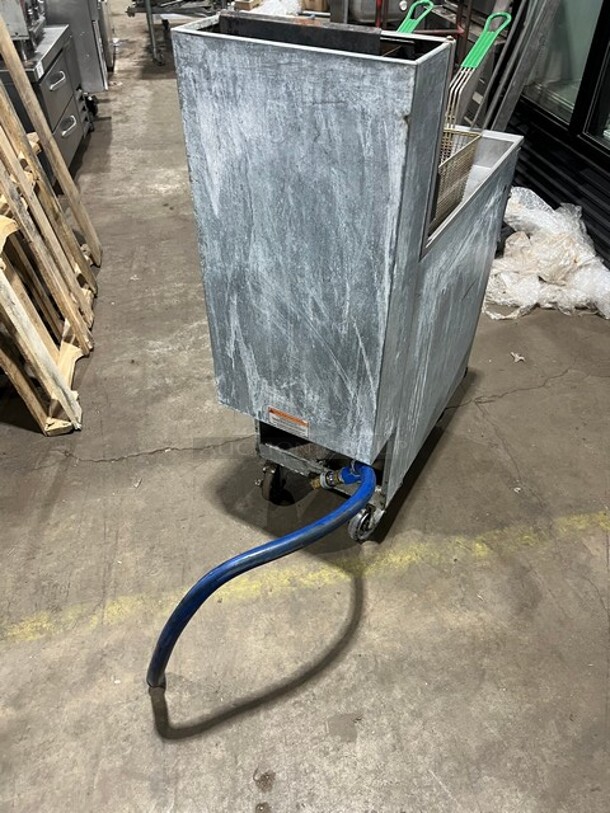 NICE! Pitco Commercial Natural Gas Powered Deep Fat Fryer! All Stainless Steel! With 2 Frying Baskets! With Dormont Quick Disconnect Gas Hose! On Casters! Model: 35C+ SN: G21AC067315! Working When Removed! - Image 11 of 12