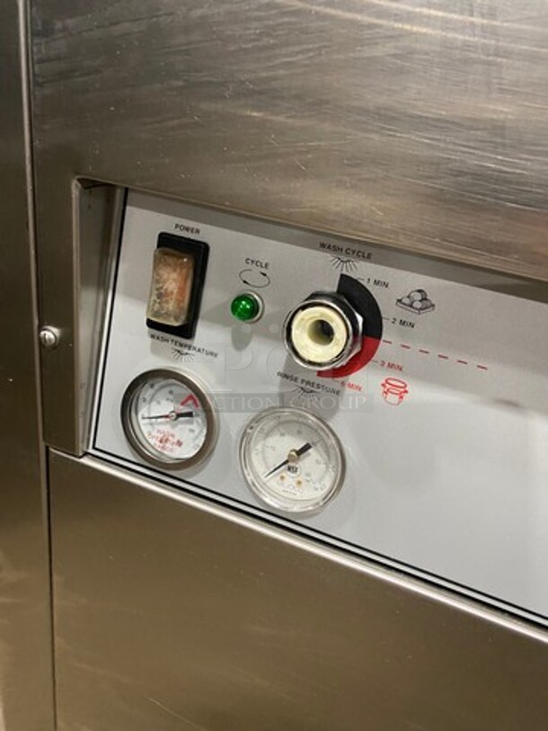 Champion Commercial Pass-Through Dishwasher Machine! All Stainless Steel! On Legs! With Right Side Dishwasher Table! With Back And One Side Splash! Model: DHBT SN: D11038937 208/240V 60HZ 3 Phase - Image 7 of 9