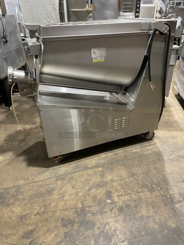 AMAZING! Hobart Commercial Floor Style Heavy Duty Meat Grinder/ Meat Mixer! With 200 LB Capacity! With Foot Pedal Control! Solid Stainless Steel! On Casters!  Model: MG2032 SN:311433265! 480V 60HZ 3 Phase! - Image 2 of 10