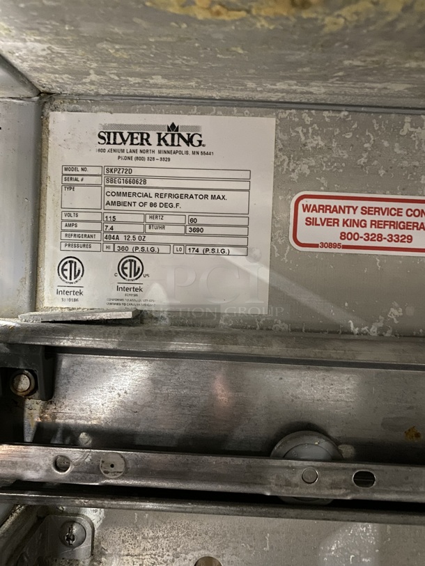 SILVER KING 5 Drawer Pizza Prep Table! All Stainless Steel! On Casters! Model SKPZ72D Serial 8BEG166062B 115V/60Hz - Image 7 of 8