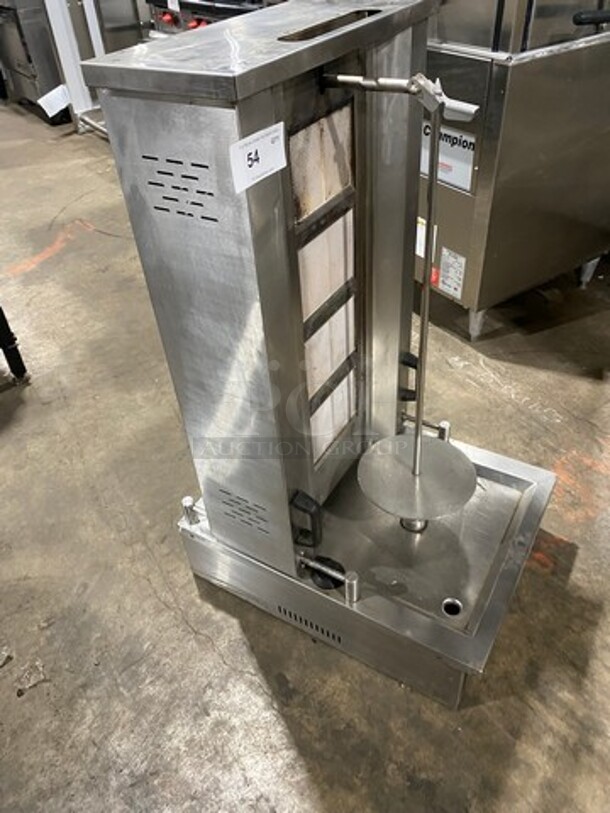 Attias Natural Gas Powered Countertop 4 Burner Gyro Machine! All Stainless Steel! On Small Legs! Model: GRY-4 SN: 061955 - Image 2 of 11