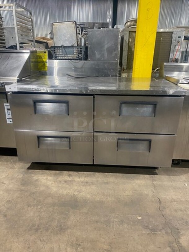 True Commercial Refrigerated 4 Drawer Lowboy Worktop Cooler! All Stainless Steel! On Casters! Model: TUC60D4 SN: 13167501 115V 60HZ 1 Phase