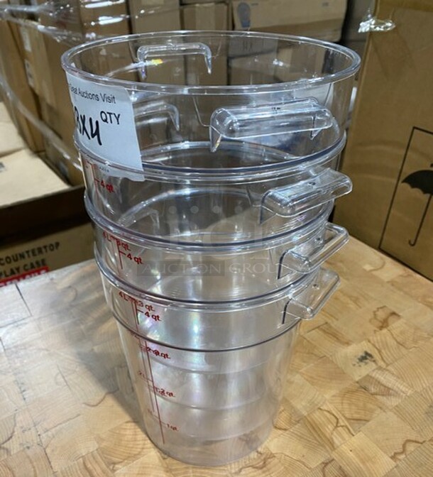 New! Cambro 4QT Clear Round Polycarbonate Food Storage Container! MODEL RFSCW4 4X Your Bid! - Image 2 of 7