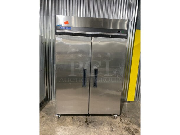 Central Commercial 2 Door Reach In Refrigerator! With Poly Coated Racks! All Stainless Steel! Model 69K032 Serial 4067188! 115V 1Phase! On Casters! - Image 1 of 10