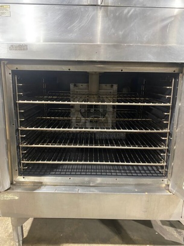 Vulcan Commercial Natural Gas Powered Double Deck Convection Oven! With View Through Doors! Metal Oven Racks! All Stainless Steel! On Legs! 2x Your Bid Makes One Unit! WORKING WHEN REMOVED! - Image 10 of 11