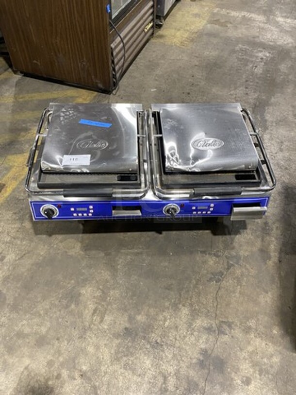 2018 New! Scratch-N-Dent Globe Counter Top Double Panini Grill! Model GPGDUE14D Serial 1318099379! 240V 1 Phase! 