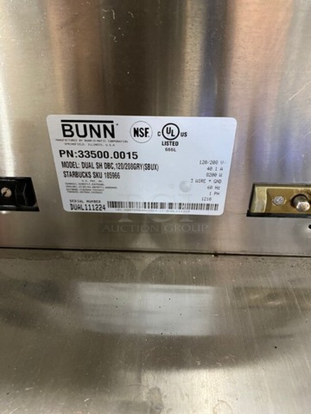 Bunn Commercial Countertop Dual Coffee Brewing Machine! All Stainless Steel! On Small Legs! Model: DUALSHDBC SN: DUAL111224 120/208V 60HZ 1 Phase - Image 7 of 11