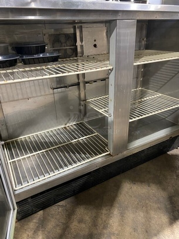 Duke Commercial Refrigerated Work/Prep Top Lowboy Cooler! With Backsplash! With 2 Doors Underneath Storage Space! With Poly Coated Racks! All Stainless Steel! WORKING WHEN REMOVED! Model: RUF48 SN: 10030616 120V 60HZ 1 Phase - Image 5 of 8