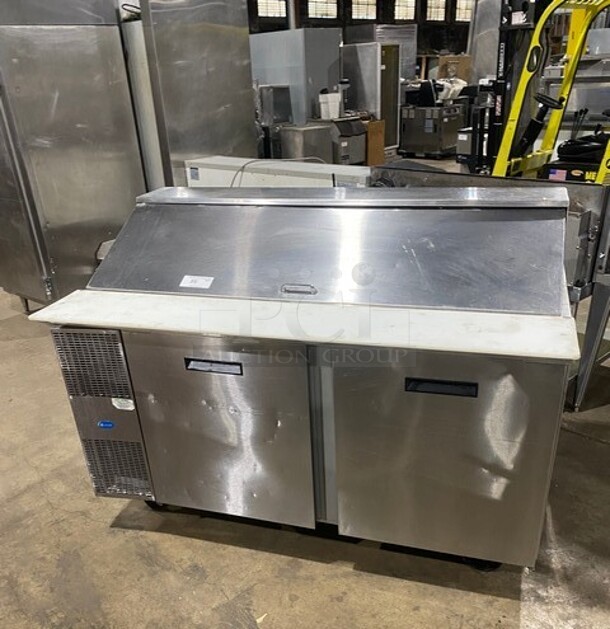 Randell Commercial Refrigerated Mega Top Sandwich Prep Table! With 2 Door Underneath Storage! All Stainless Steel! On Casters! MODEL 904K7 SN: W12636301 115V 1PH