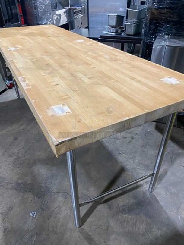 Wow! Heavy Duty Commercial 1.5 Inch Thick Butcher Block/Bakery Prep Table! Stainless Steel Body! On Legs! - Image 4 of 8
