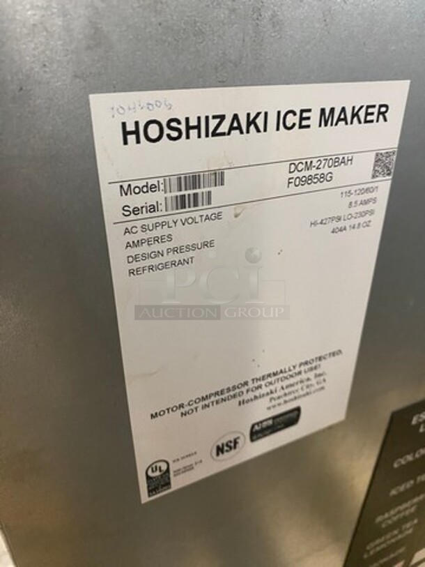 WOW! SCRATCH-N-DENT! LATE MODEL! Hoshizaki Commercial Countertop Refrigerated Ice Maker/Dispenser And Water Dispenser! All Stainless Steel! With Legs! Model: DCM270BAH SN: F09858G 115/120V 60HZ 1 Phase - Image 5 of 8