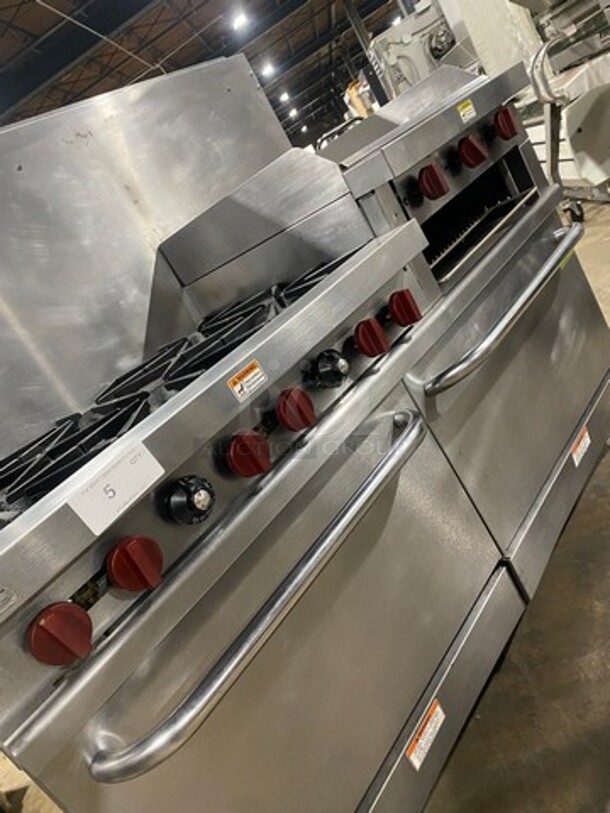 Sweet! LATE MODEL! Vulcan Commercial Natural Gas Powered 6 Burner Stove! With Right Side Flat Griddle & Cheese Melter Combo! Griddle Has Side Splashes! With Raised Back Splash! With 2 Oven Underneath! All Stainless Steel! Working When Removed! - Image 12 of 12