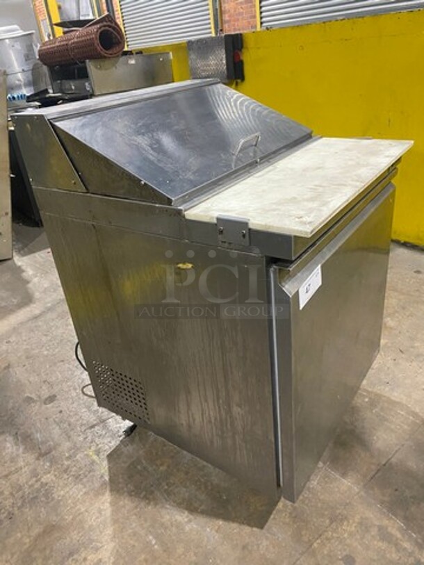 Adcraft Commercial Refrigerated Sandwich Prep Table! With Commercial Cutting Board! Single Door Storage Space Underneath! All Stainless Steel! On Casters! Model: SL1D SN: 6371420414100605 - Image 2 of 9