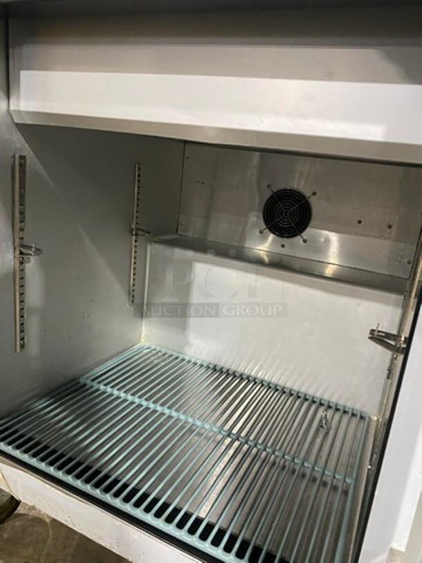  Leader Commercial Refrigerated Mega Top Sandwich Prep Table! With Commercial Cutting Board! With Single Door Underneath Storage Space! All Stainless Steel! On Casters! MODEL ESLM27SC SN:NP10M2704 - Image 6 of 9