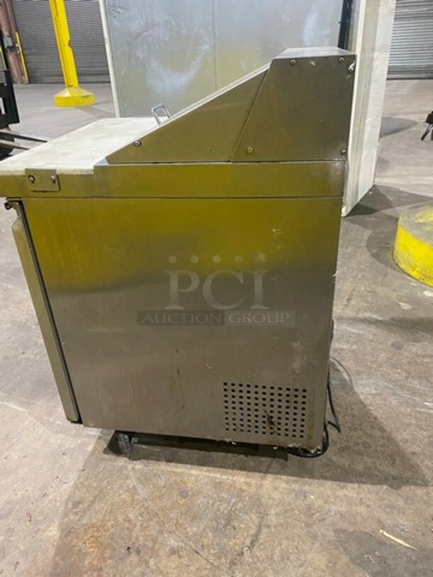 Adcraft Commercial Refrigerated Sandwich Prep Table! With Commercial Cutting Board! Single Door Storage Space Underneath! All Stainless Steel! On Casters! Model: SL1D SN: 6371420414100605 - Image 4 of 9