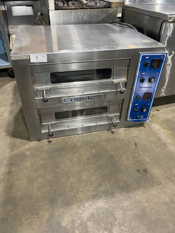 Bakers Pride Commercial Electric Powered Double Deck Pizza Oven! All Stainless Steel! 2x Your Bid Makes One Unit! WORKING WHEN REMOVED! Model: EP22828 SN: 580071412005 208V 60HZ 3 Phase
