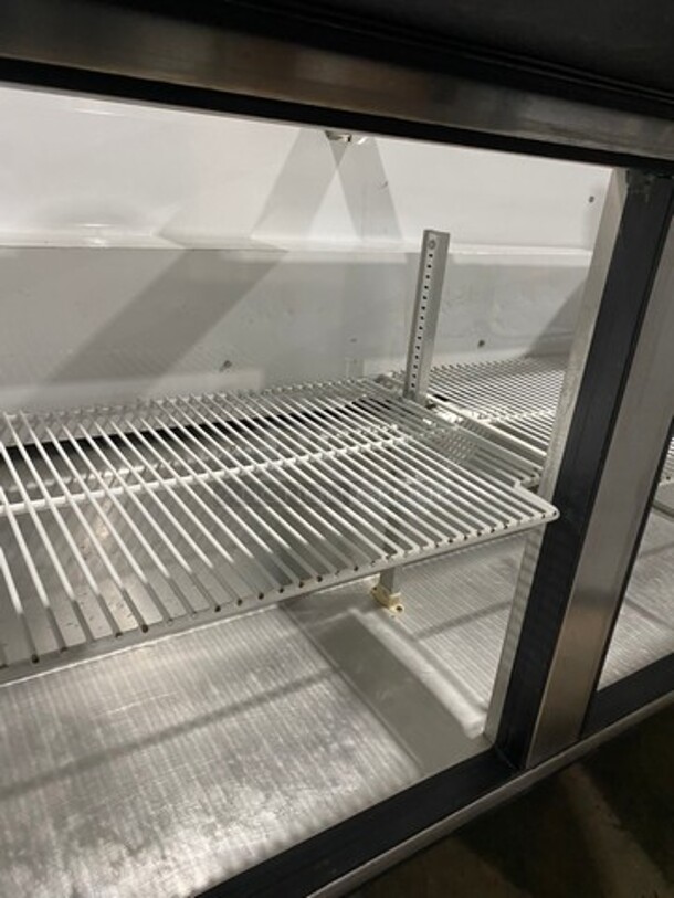 True Commercial Refrigerated Mega Top Sandwich Prep Table! With 2 Door Underneath Storage Space! With Poly Coated Racks! All Stainless Steel! On Casters! WORKING WHEN REMOVED! Model: TSSU6024MBST SN: 7983390 115V 60HZ 1 Phase - Image 6 of 9