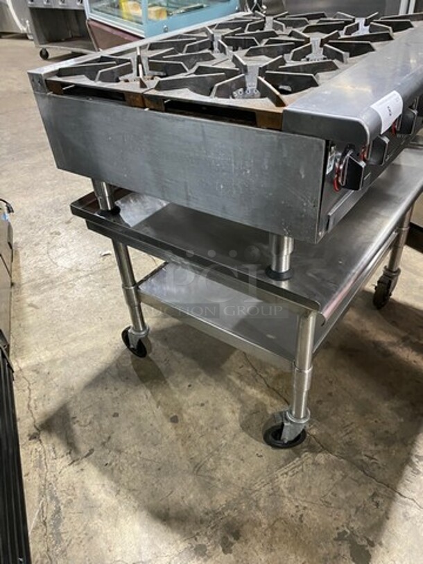 APW Wyott Commercial Countertop Natural Gas Powered 6 Burner Range! On Legs! On Equipment Stand! With Storage Space Underneath! All Stainless Steel! On Casters! - Image 2 of 9