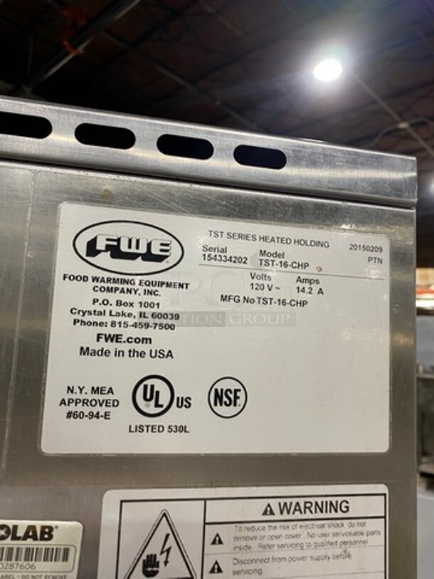 SWEET! LATE MODEL! 2015 FWE Electric Powered Food Warming Cabinet! With Solid Split Door! All Stainless Steel! On Casters! Model: TST16CHP SN: 154334202 120V 60HZ 1 Phase - Image 5 of 8