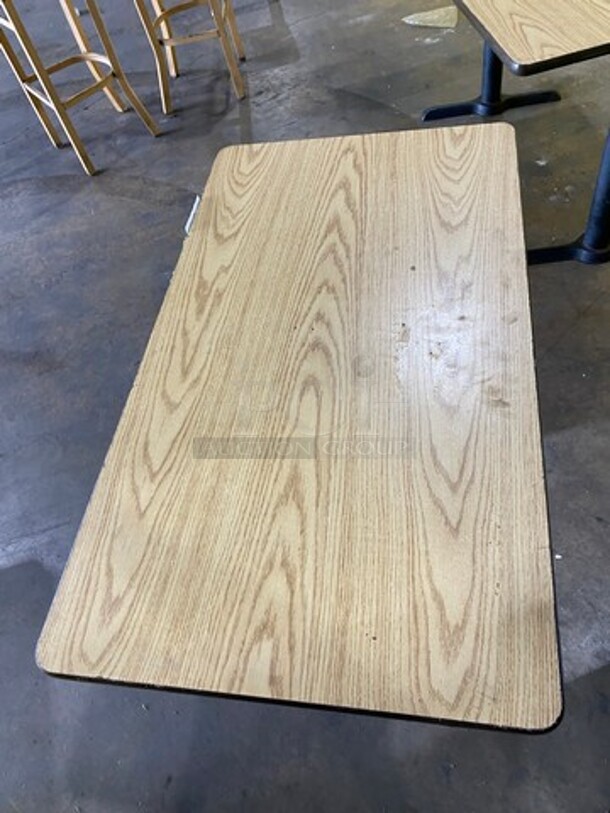 Wooden Pattern Top Rectangular Table! With Black Metal Base! 2x Your Bid - Image 4 of 5