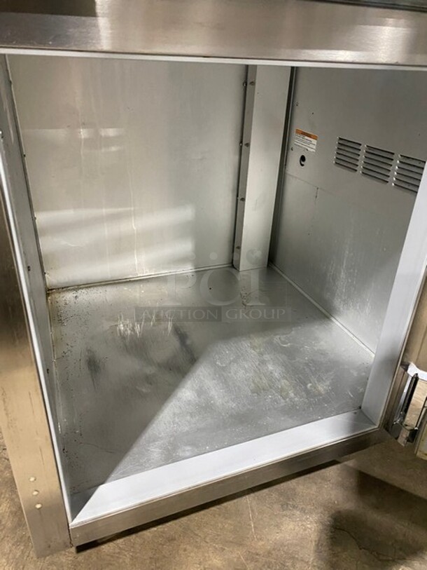 NICE! Beverage Air Commercial Refrigerated Pizza Prep Table! With Single Door Underneath Storage Space! All Stainless Steel! On Casters! Model: DP46! 115V 1PH - Image 6 of 11