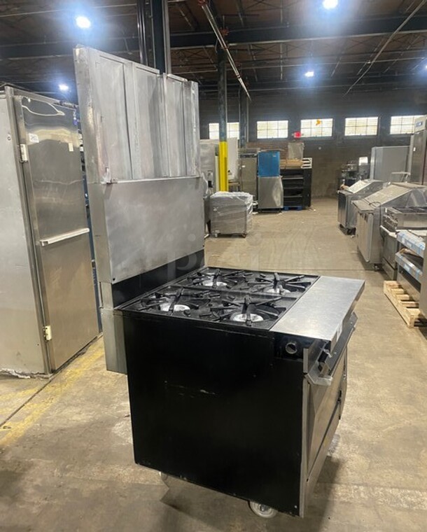 Vulcan Commercial Natural Gas Powered 4 Burner Stove! With Raised Back Splash Double shelf! With Oven Underneath! All Stainless Steel! On Casters! - Image 3 of 10