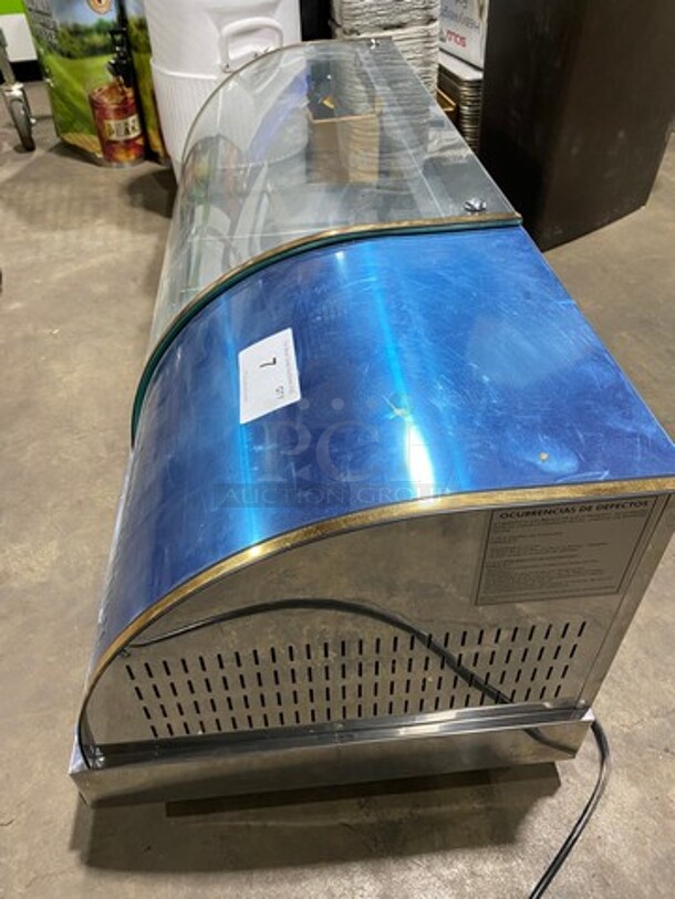 WOW! 2009 Diamond Commercial Countertop Refrigerated Sushi Display Case Merchandiser! With Curved Glass! Stainless Steel Body! On Small Legs! Model: GVRB120 SN: 2009072964! Working When Removed! - Image 4 of 9