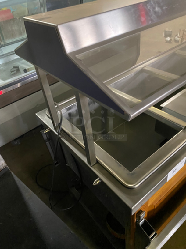 Atlas Metal Commercial 5 Bay Refrigerated Salad Bar/Cold Pan! With Sneeze Guard! With Tray Slide On Both Sides! Stainless Steel With Wooden Pattern Front! Model: WCMBT5 SN: 173995 115V 60 HZ 1 Phase - Image 2 of 8