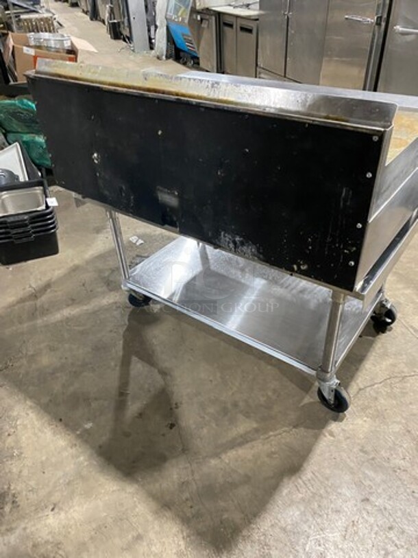 Garland Commercial Countertop Gas Powered Flat Griddle! With Back And Side Splashes! On Equipment Stand! With Storage Space Underneath! All Stainless Steel! On Casters! - Image 4 of 8