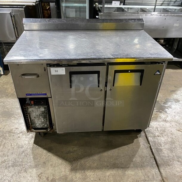 Everest Commercial 2 Door Lowboy/ Worktop Cooler! All Stainless Steel! On Casters! Model: ETR2  - Image 1 of 8
