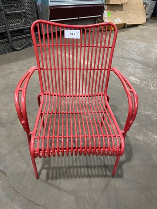 Red Coated Metal Chairs! 4x Your Bid! - Image 1 of 5