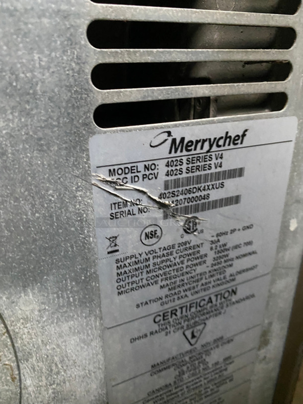 Merrychef Commercial Countertop Rapid Cook Oven! All Stainless Steel! Model: 402S SERIES V4 SN: XXX1207000048 208/240V 60HZ 1 Phase - Image 5 of 8