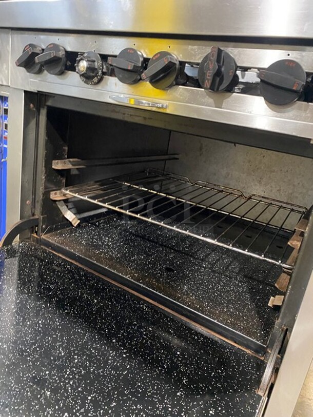 WOW! Hussmann Southbend Stainless Steel Commercial 12 Burner Stove! With One Full Size Convection Oven And Full Size Oven! With Raised Back Splash And Salamander Overhead! On Commercial Casters! Working When Removed! - Image 8 of 12