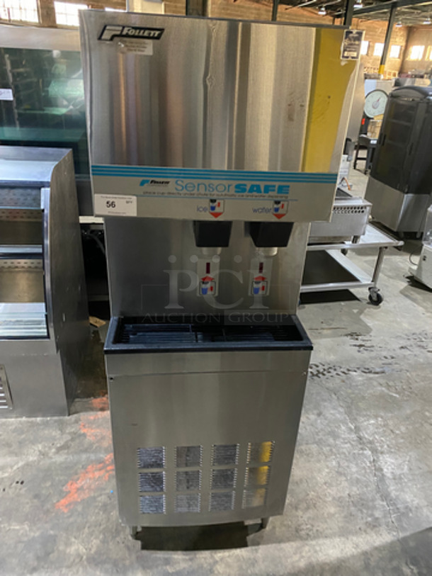 Follet Commercial Free-Standing Ice And Water Dispenser! All Stainless Steel! On Legs!