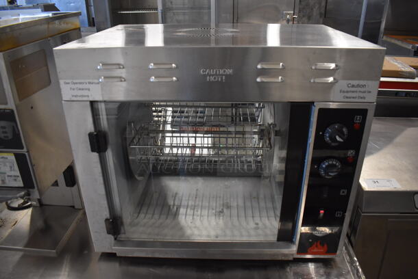 Vollrath Cayenne CGA 8008 Stainless Steel Commercial Countertop Electric Powered Rotisserie Oven w/ Basket Spits. 220 Volts, 1 Phase. 29.5x22x25