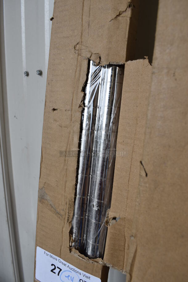 ALL ONE MONEY! Lot of 4 BRAND NEW IN BOX! Regency Chrome Finish Poles. 74" - Image 1 of 4