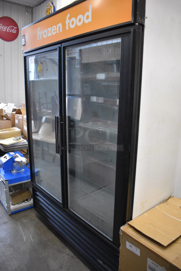 True Model GDM-49F Metal Commercial 2 Door Reach In Freezer Merchandiser w/ Poly Coated Rack on Commercial Casters. 115/208-230 Volts, 1 Phase. 54x32x82 - Image 1 of 6