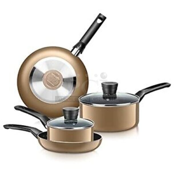 BRAND NEW IN BOX! Serene Life SLCW6GLD Set of Cookware Including Skillets and Sauce Pans