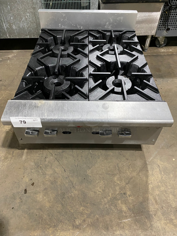 Wolf Commercial Countertop Natural Gas Powered 4 Burner Range! With Back Splash! Solid Stainless Steel! On Small Legs! Model: AHP4241 SN: 659090082