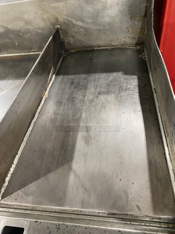 Woodstone Commercial Natural Gas Powered Flat Griddle! With Split Top! With Back & Side Splashes! On Equipment Stand! With Storage Space Underneath! All Stainless Steel! On Casters! - Image 6 of 12
