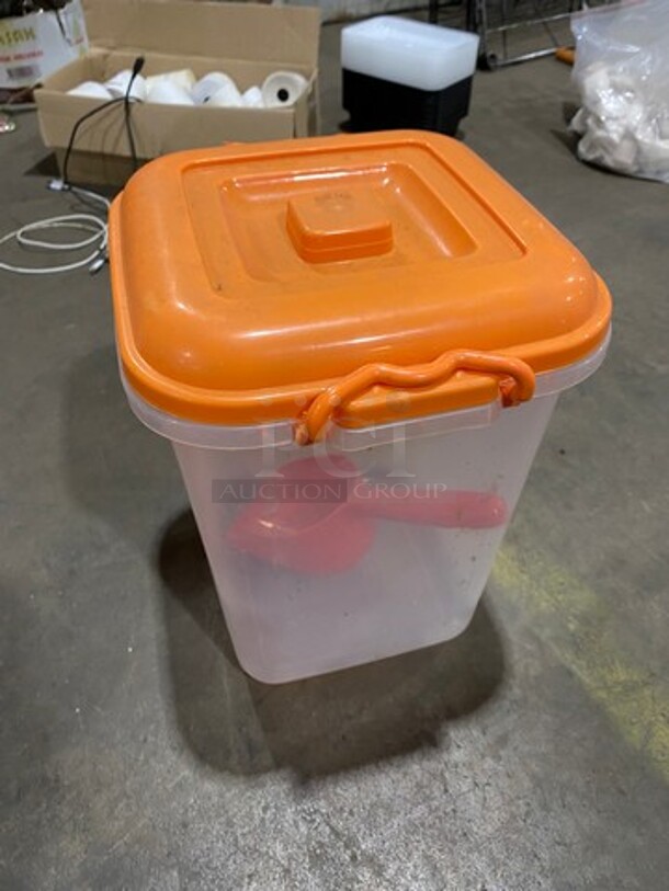 ALL ONE MONEY! Clear Poly Flour/ Sugar Bins! With Scoop And Lids! - Image 2 of 3