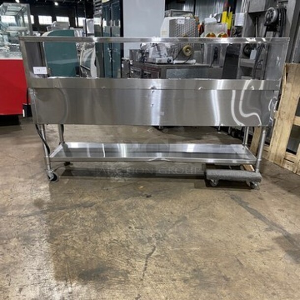 Eagle Commercial Electric Powered 5 Well Steam Table! With Storage Space Underneath! All Stainless Steel! On Casters! Model: YSPHT5 SN: 2008990255 208V 60HZ 1 Phase